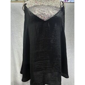 NWT Free People Women's Black Lace Bandeau V-Neck Camisole Tank Top Size L Goth